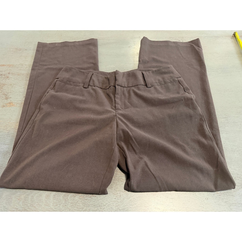 AB Studio Womens Brown Straight Leg Dress Pants Size 8S Mid Rise Business Casual